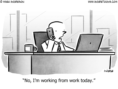 Working from Home Business Cartoon