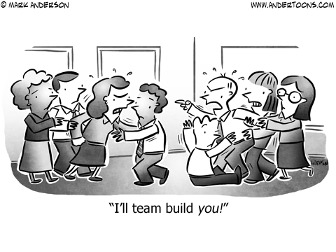 Team Building Business Cartoon